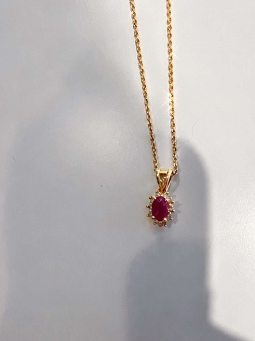 Ruby and diamond s 14k Gold Chain necklace - Picture 4 of 4
